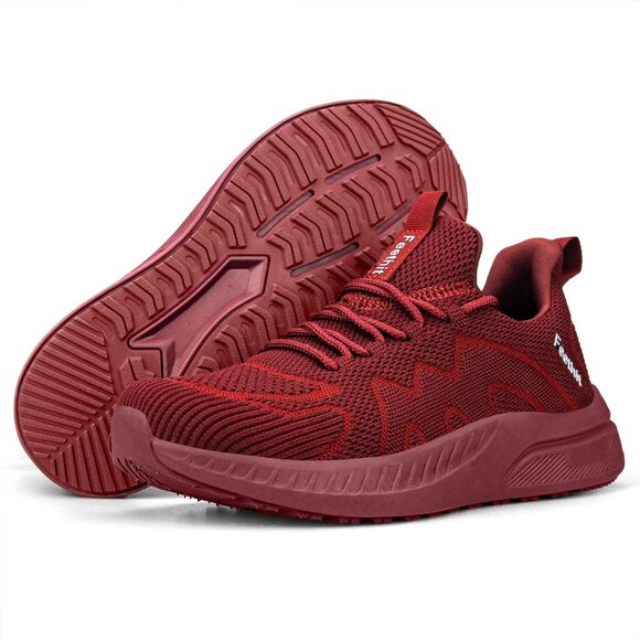 Feethit Women Burgundy Lightweight Wide Mesh Workout Sneakers For Tennis Gym - Picture 5 of 7